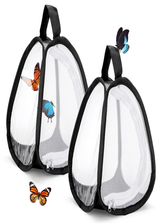 Kingrol 2 Pack Collapsible Insect & Butterfly Habitat Cage, Pop-Up Butterfly Terrarium with Clear Window, Zipper Access & Polyester Base, 7.75 x 7.75 x 11 Inch - Image 1